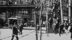 New York, descente des voyageurs du pont de Brooklyn's poster