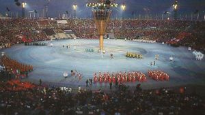 Cérémonie d'ouverture des 16èmes Jeux Olympiques d'hiver à Albertville's poster