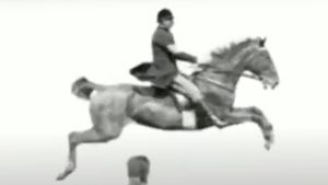 Horse and Rider Jumping Over an Obstacle's poster