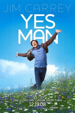 Downtime on the Set of Yes Man with Jim Carrey's poster