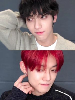 Yeonbin blushing on first date's poster