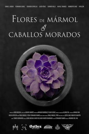 Flores de mármol y caballos morados's poster