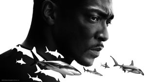 Shark Beach with Anthony Mackie's poster