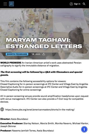 Maryam Taghavi: Estranged Letters's poster