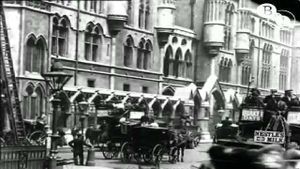 Leisurely Pedestrians, Open Topped Buses and Hansom Cabs with Trotting Horses's poster